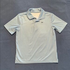 Vineyard Vines Light Blue baseball print performance polo size 7